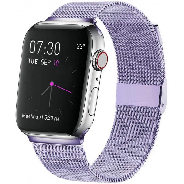 Wholesale Premium Color Stainless Steel Magnetic Milanese Loop Strap Wristband for Apple Watch Series 8/7/6/5/4/3/2/1/SE - 41MM/40MM/38MM (Purple)